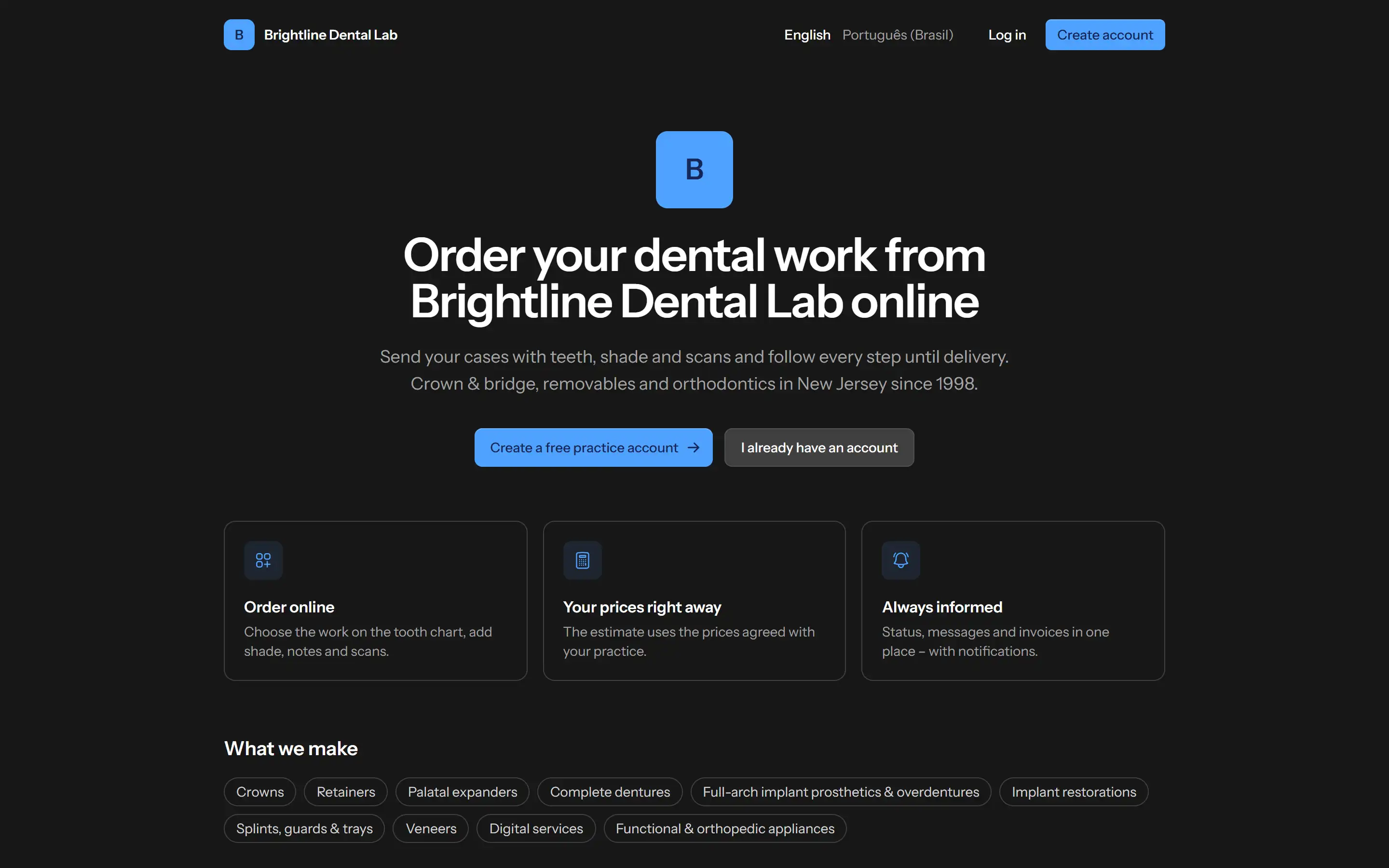 The portal of a lab in dark mode